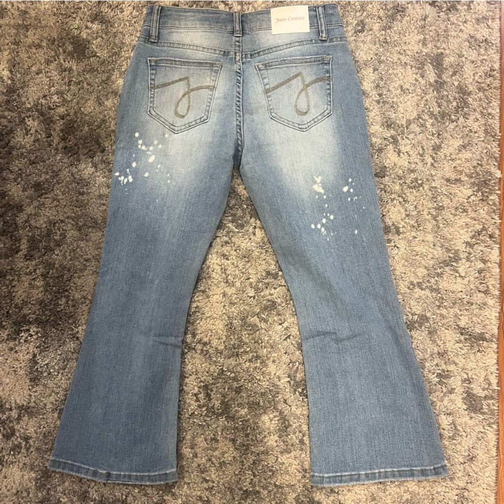 NWT Juicy Couture girls Mid Rise Crop Kick Flare jean stretch 12 Light Wash - Picture 11 of 11